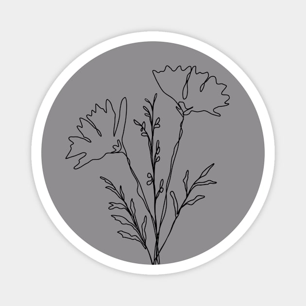 Wildflower Botanical Line Art | Elegant Floral Leaf Design Magnet by RachelFCreative
